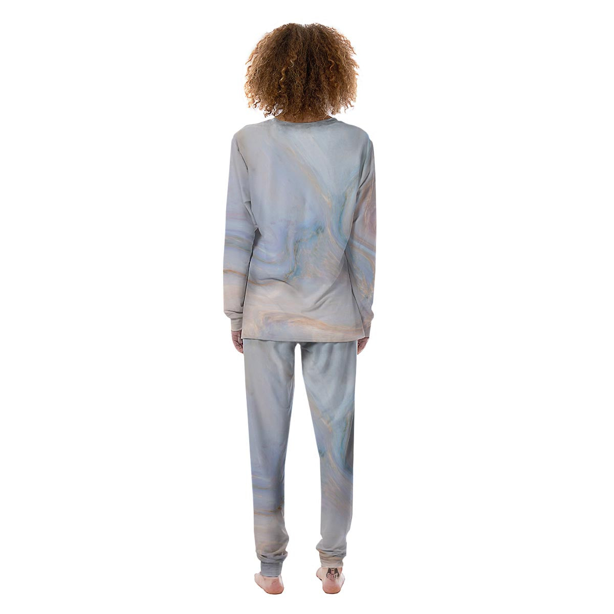 Pink Beige Marble Women's Pajamas-grizzshop