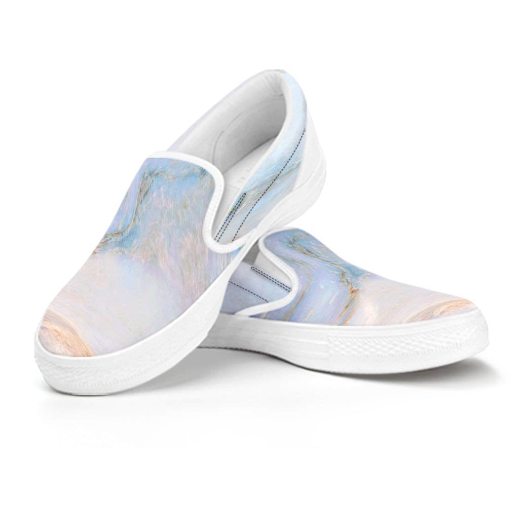 Pink Beige Marble Women's Slip On Sneakers-grizzshop