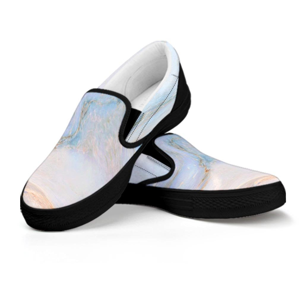 Pink Beige Marble Women's Slip On Sneakers-grizzshop