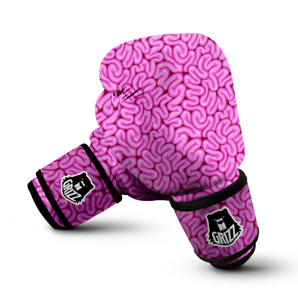 Pink Brains Cartoon Print Pattern Boxing Gloves-grizzshop