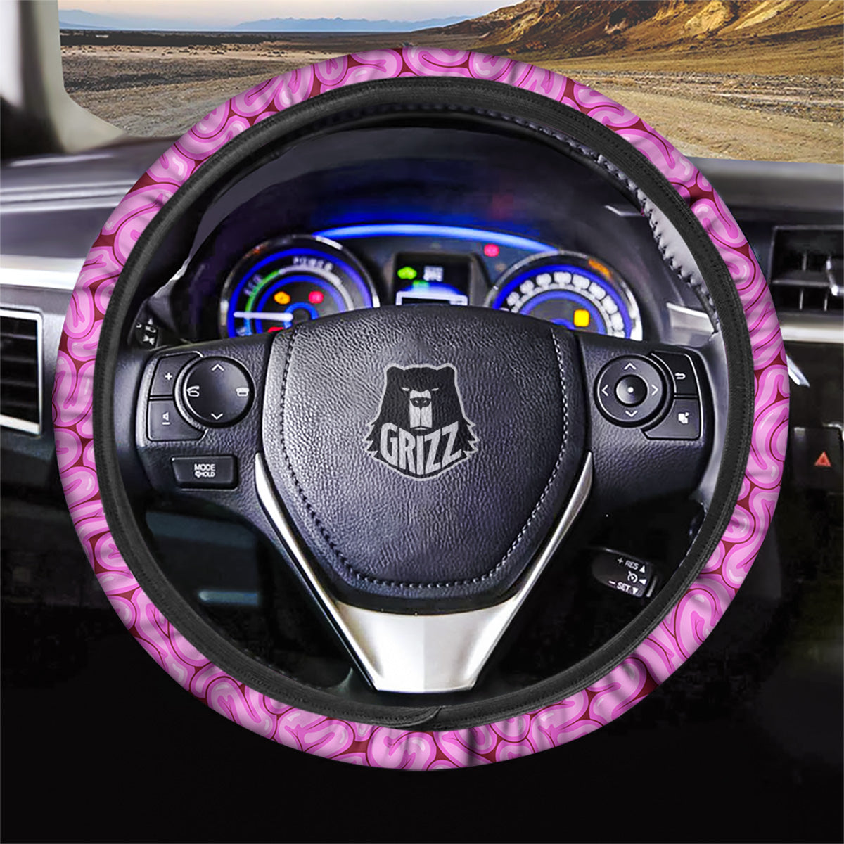 Pink Brains Cartoon Print Pattern Car Steering Wheel Cover-grizzshop