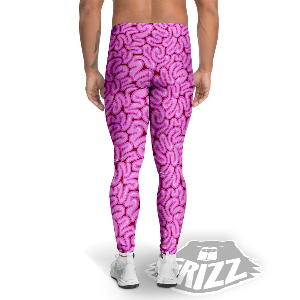 Pink Brains Cartoon Print Pattern Men's Leggings-grizzshop