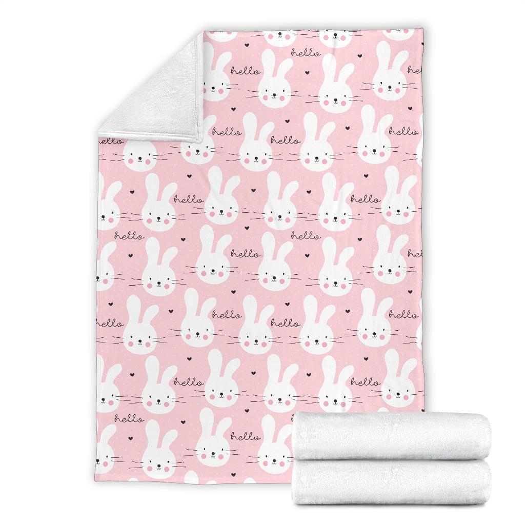 Pink Bunny Rabbit Pattern Print Blanket-grizzshop