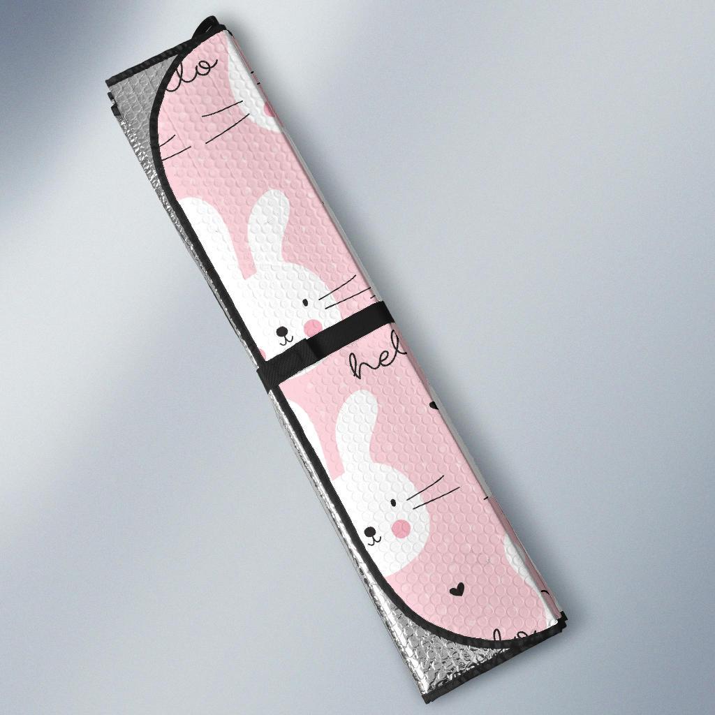 Pink Bunny Rabbit Pattern Print Car Sun Shade-grizzshop