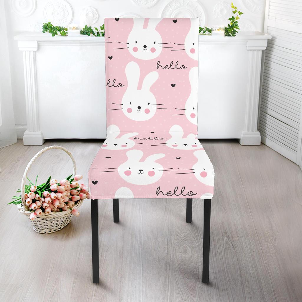 Pink Bunny Rabbit Pattern Print Chair Cover-grizzshop