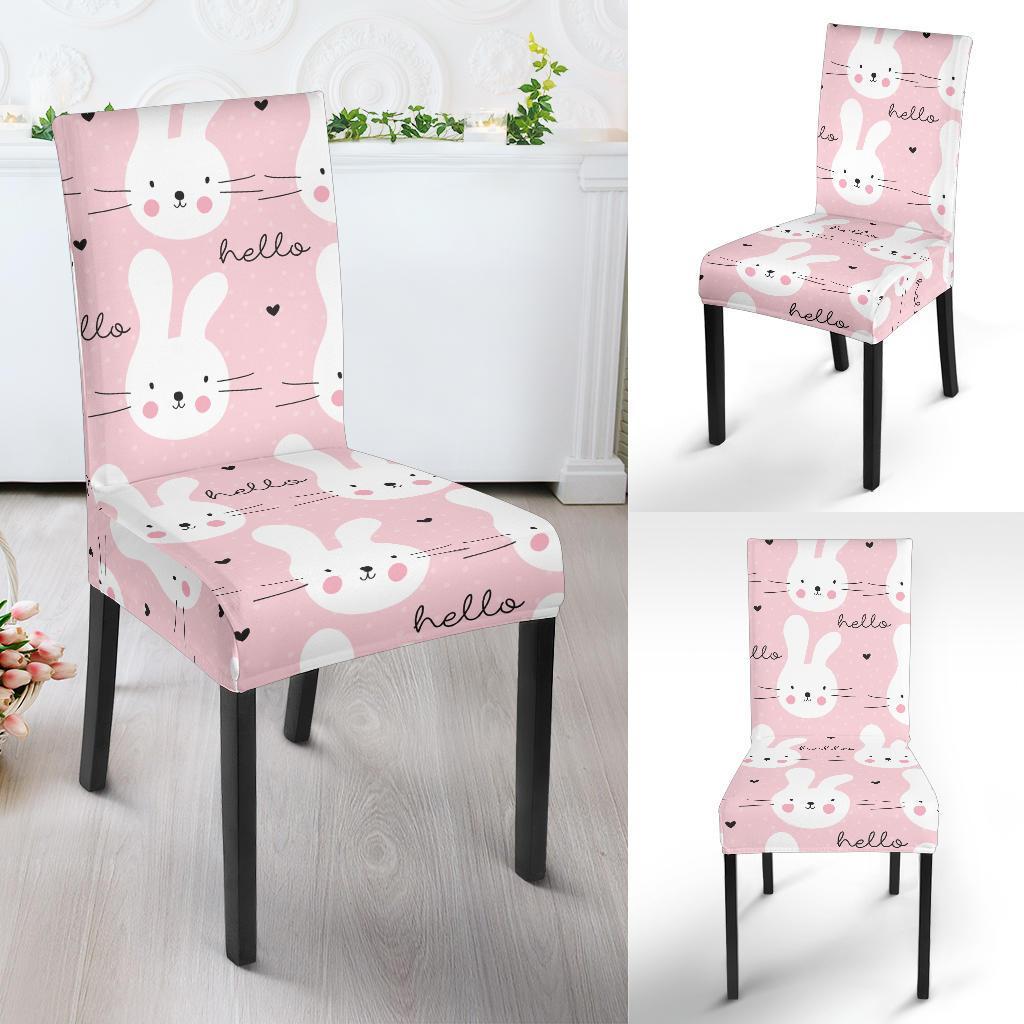 Pink Bunny Rabbit Pattern Print Chair Cover-grizzshop