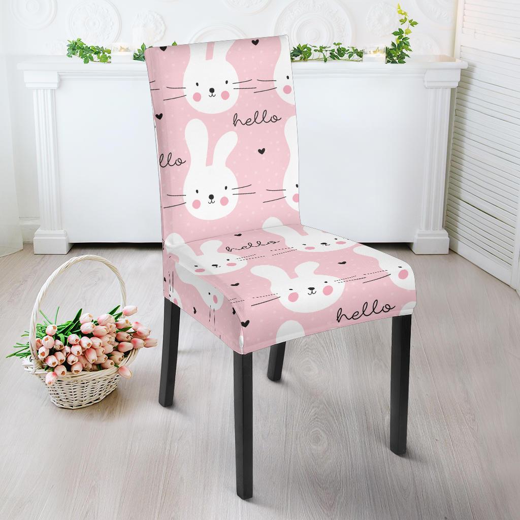 Pink Bunny Rabbit Pattern Print Chair Cover-grizzshop