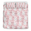 Pink Bunny Rabbit Pattern Print Duvet Cover Bedding Set-grizzshop