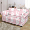 Pink Bunny Rabbit Pattern Print Loveseat Cover-grizzshop