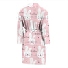 Pink Bunny Rabbit Pattern Print Men Long Robe-grizzshop