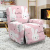 Pink Bunny Rabbit Pattern Print Recliner Cover-grizzshop