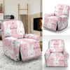 Pink Bunny Rabbit Pattern Print Recliner Cover-grizzshop