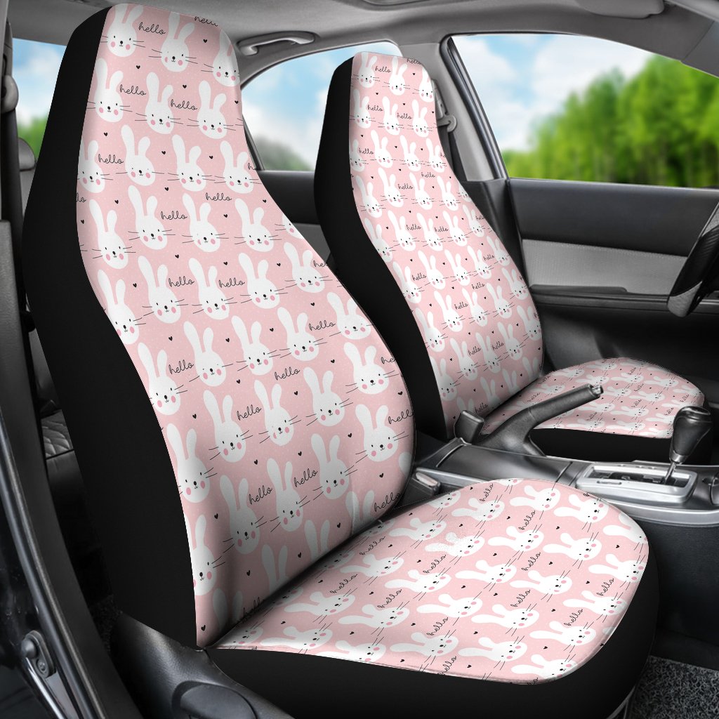 Pink Bunny Rabbit Pattern Print Universal Fit Car Seat Cover-grizzshop