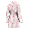 Pink Bunny Rabbit Pattern Print Women Long Robe-grizzshop