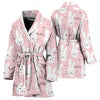 Pink Bunny Rabbit Pattern Print Women Long Robe-grizzshop