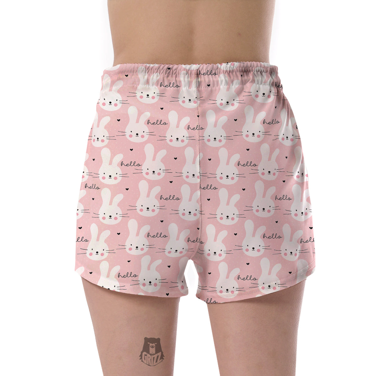 Pink Bunny Rabbit Pattern Print Women's Shorts-grizzshop