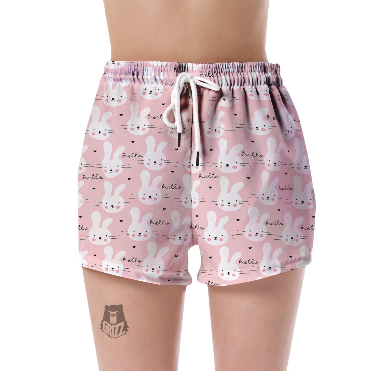 Pink Bunny Rabbit Pattern Print Women's Shorts-grizzshop