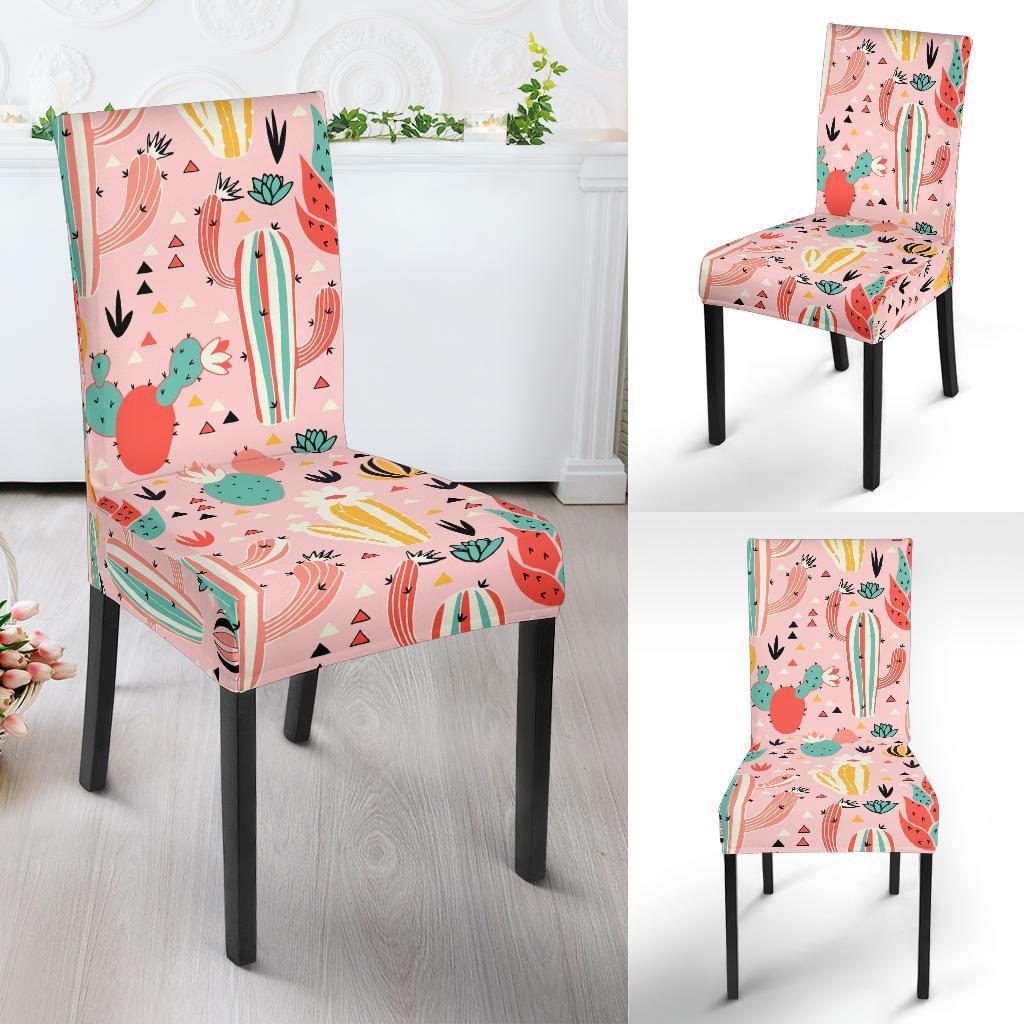 Pink Cactus Pattern Print Chair Cover-grizzshop