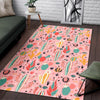 Pink Cactus Pattern Print Floor Mat-grizzshop