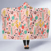 Pink Cactus Pattern Print Hooded Blanket-grizzshop