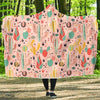 Pink Cactus Pattern Print Hooded Blanket-grizzshop