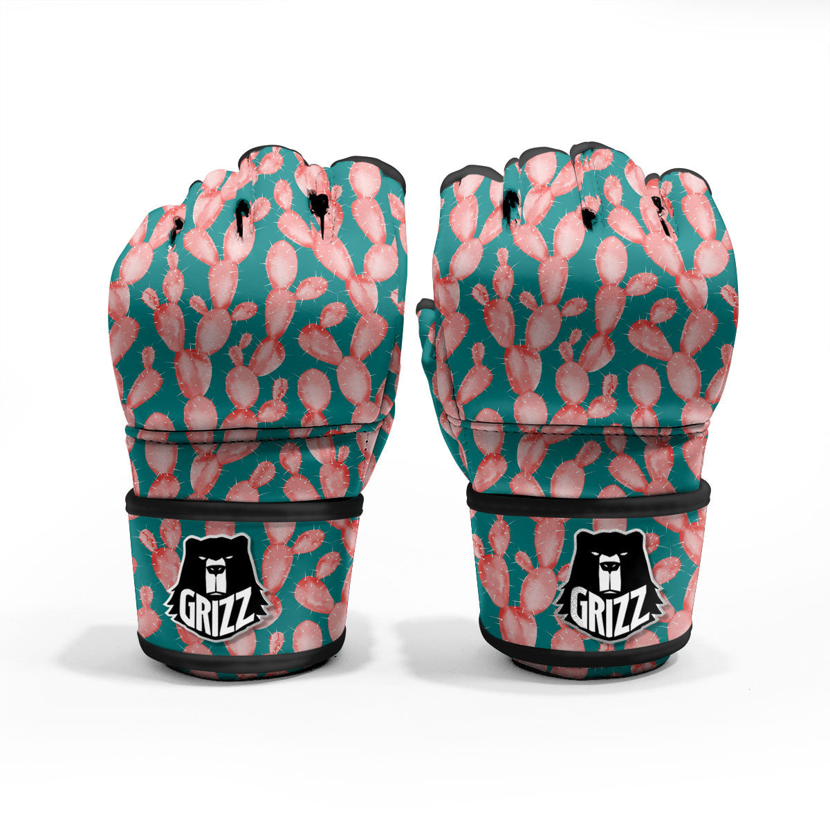 Pink Cactus Print Pattern MMA Gloves-grizzshop