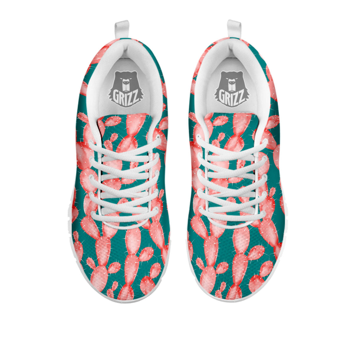 Pink Cactus Print Pattern White Sneaker-grizzshop