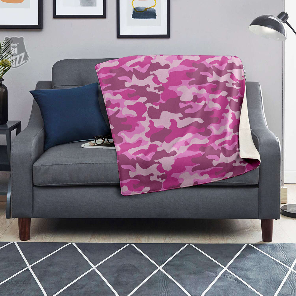 Pink Camo And Camouflage Print Blanket-grizzshop