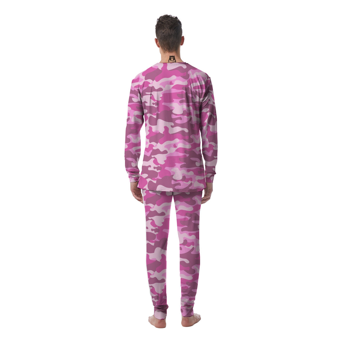 Pink Camo And Camouflage Print Men's Pajamas-grizzshop