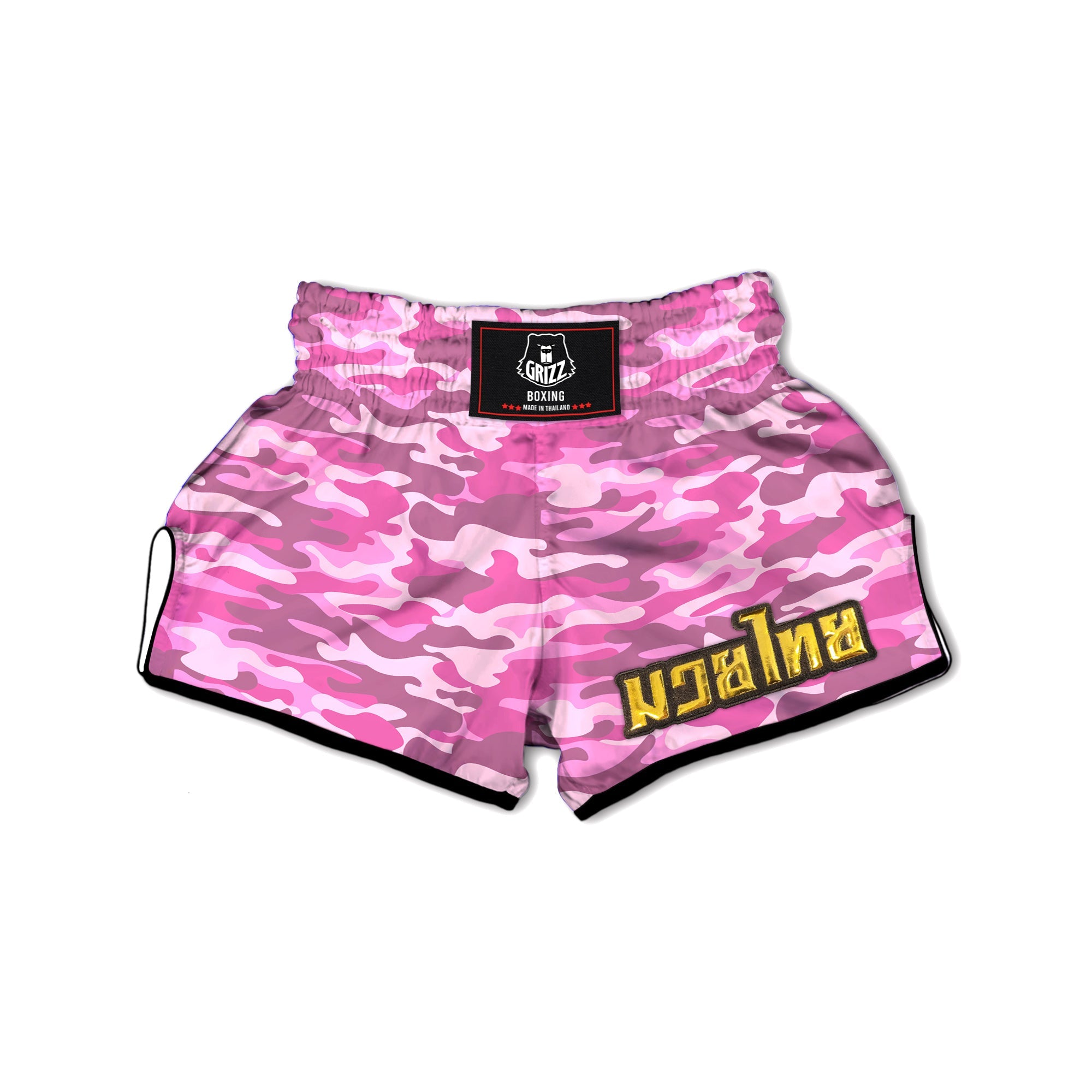 Pink Camo And Camouflage Print Muay Thai Boxing Shorts-grizzshop