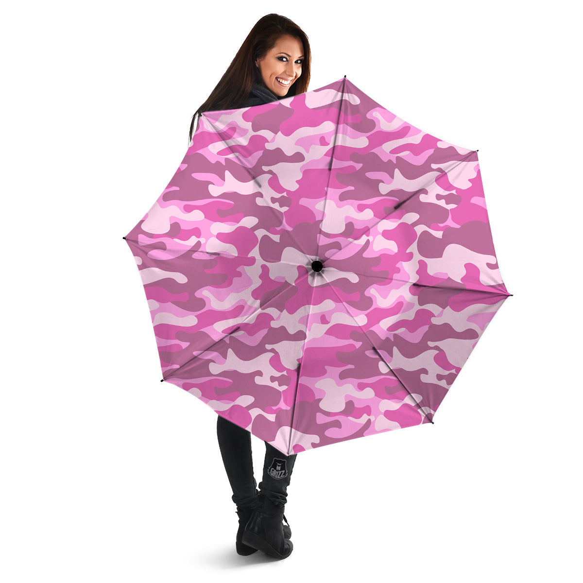 Pink Camo And Camouflage Print Umbrella-grizzshop