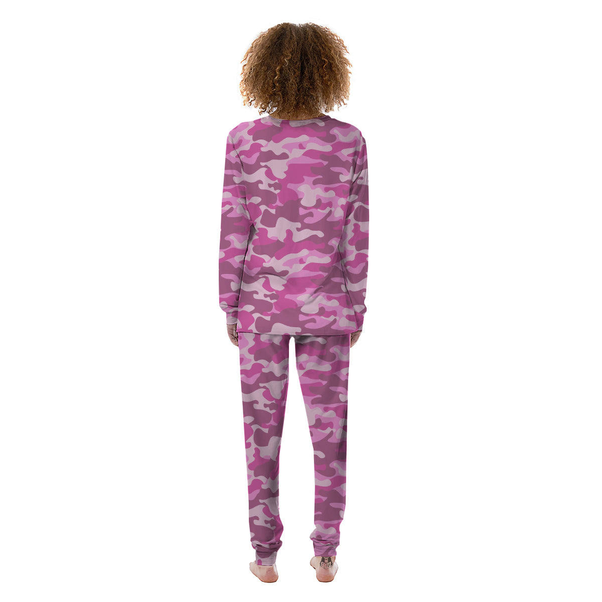 Pink Camo And Camouflage Print Women's Pajamas-grizzshop