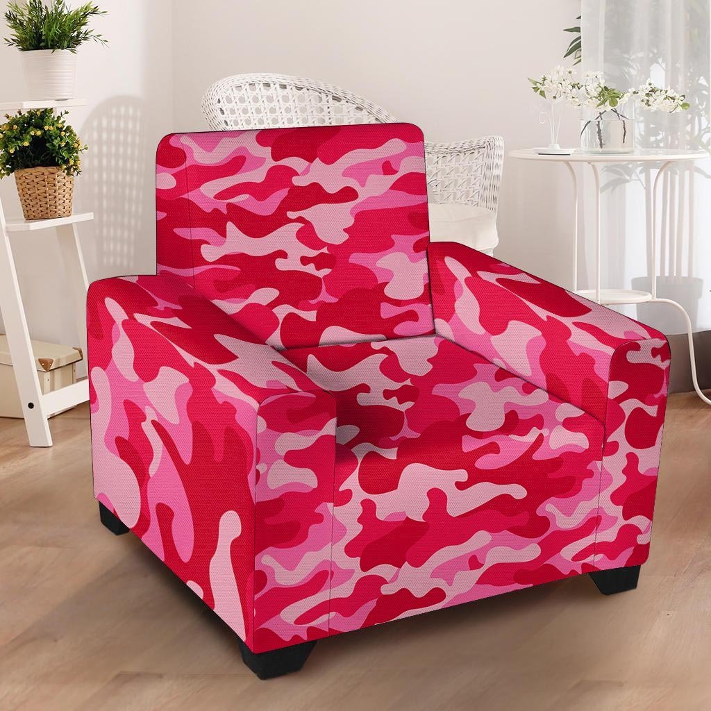 Pink Camo Print Armchair Cover-grizzshop