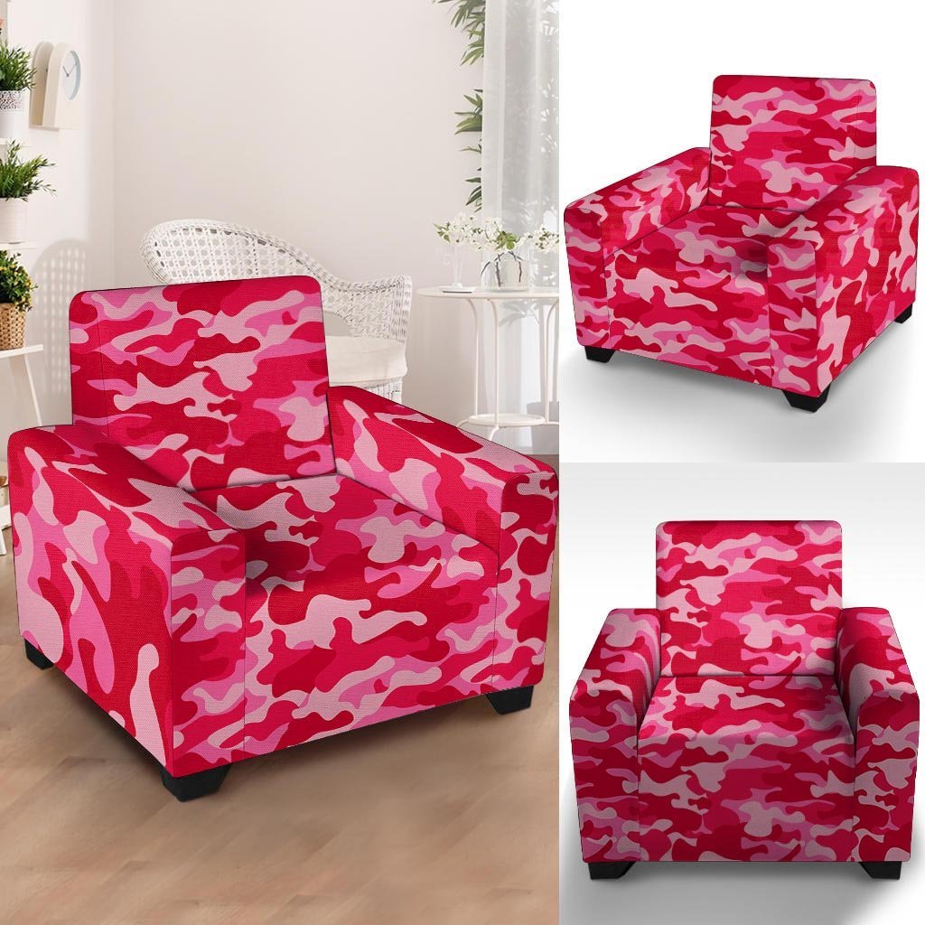 Pink Camo Print Armchair Cover-grizzshop