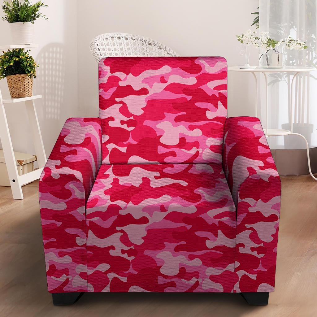 Pink Camo Print Armchair Cover-grizzshop