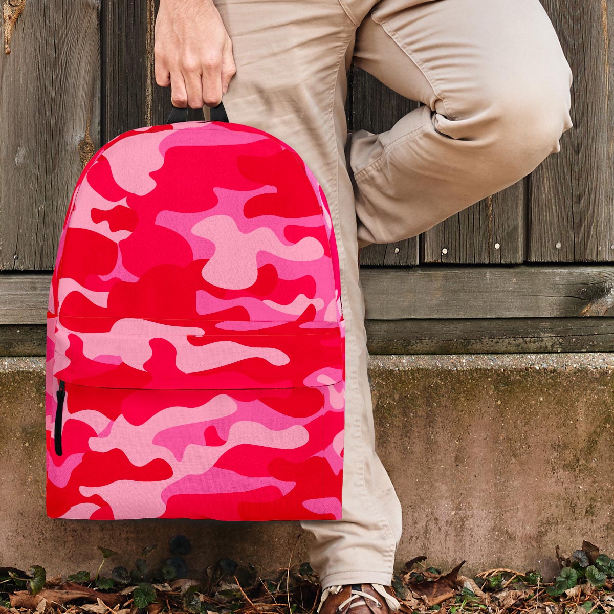 Pink Camo Print Backpack-grizzshop