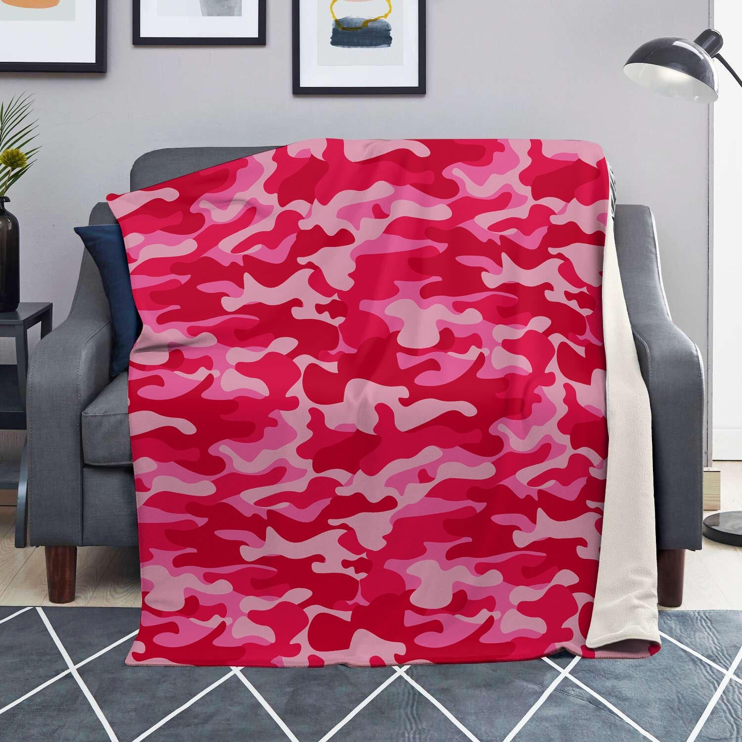 Pink Camo Print Blanket-grizzshop