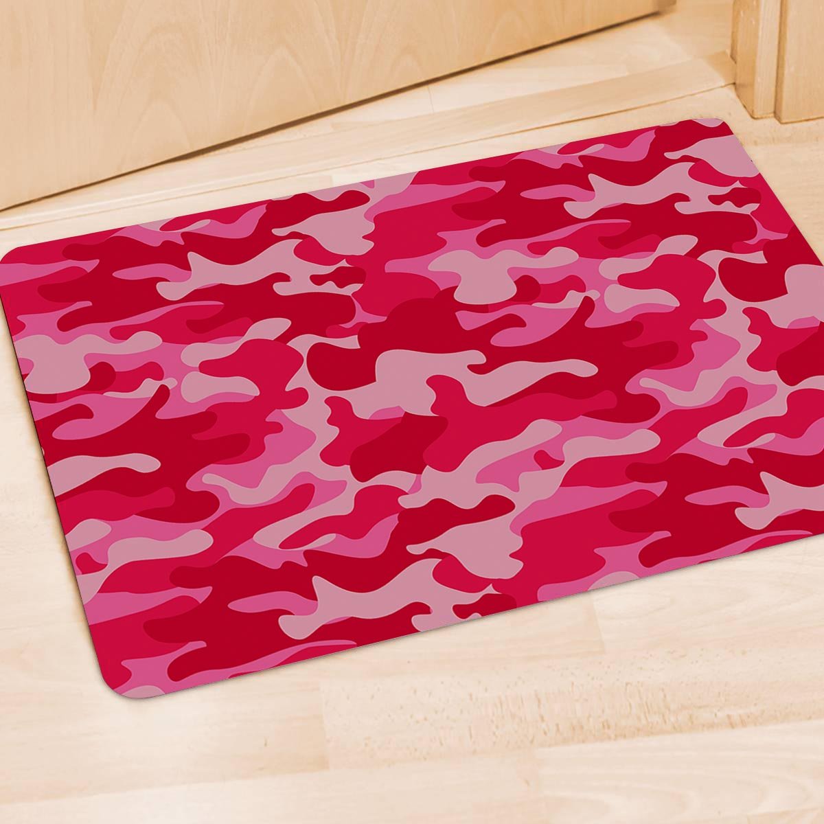 Pink Camo Print Door Mat-grizzshop