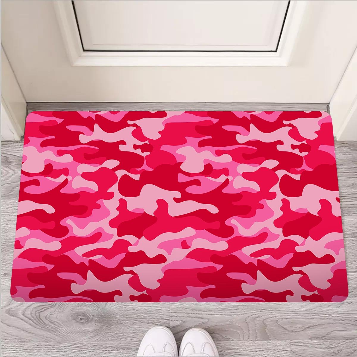 Pink Camo Print Door Mat-grizzshop