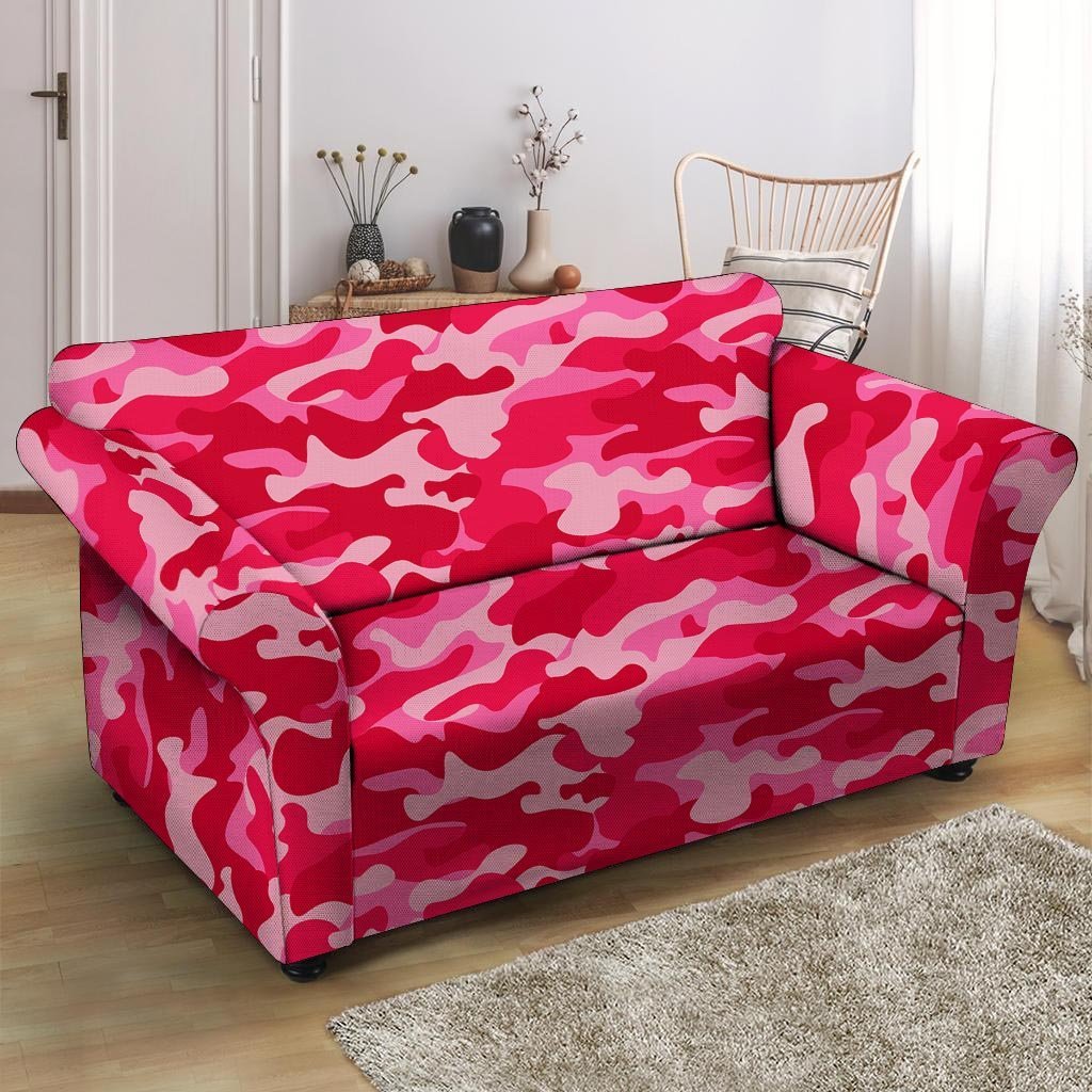 Pink Camo Print Loveseat Cover-grizzshop