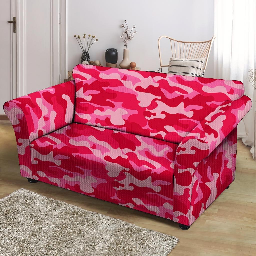 Pink Camo Print Loveseat Cover-grizzshop