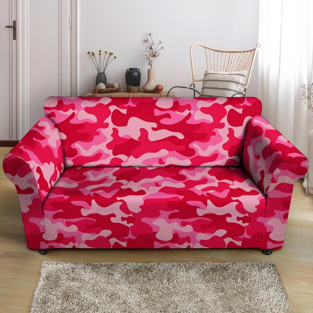 Pink Camo Print Loveseat Cover-grizzshop