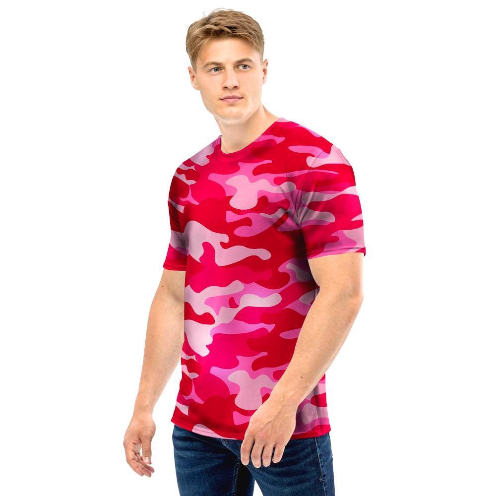 Pink Camo Print Men T Shirt-grizzshop