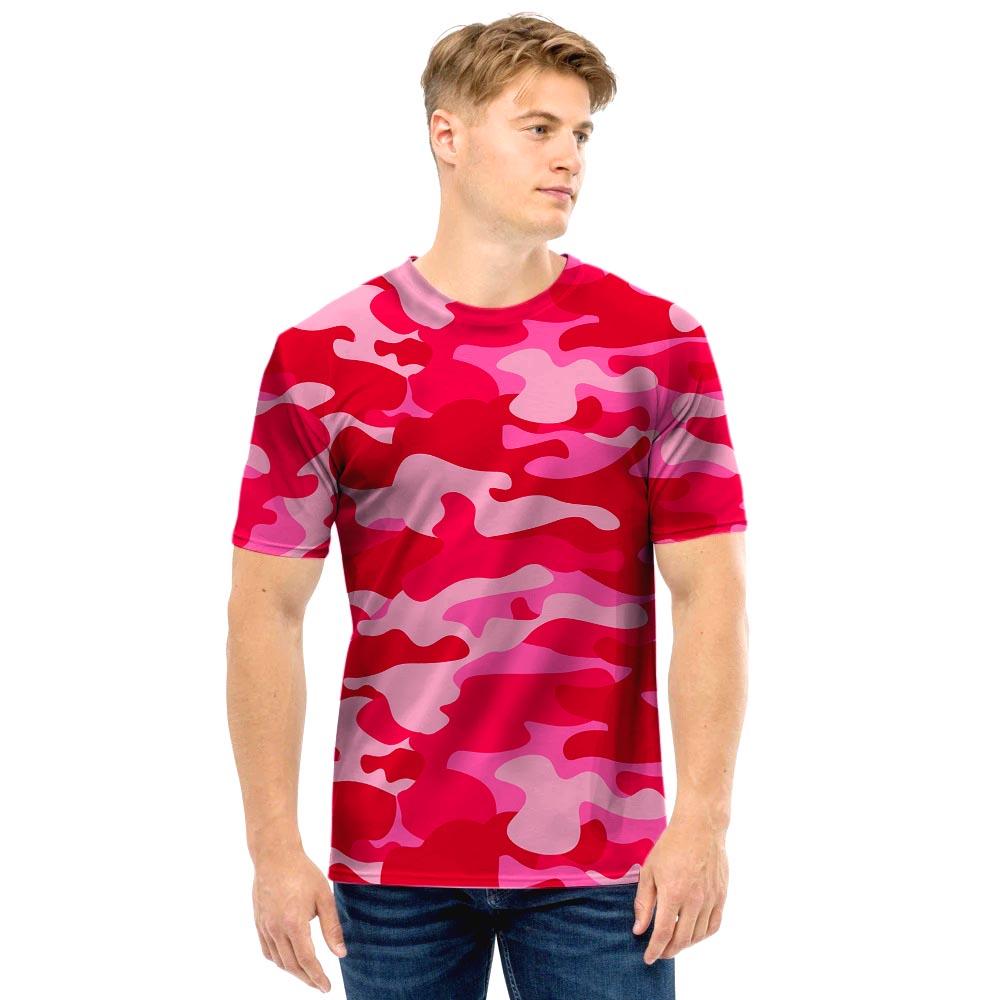 Pink Camo Print Men T Shirt-grizzshop