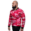 Pink Camo Print Men's Bomber Jacket-grizzshop