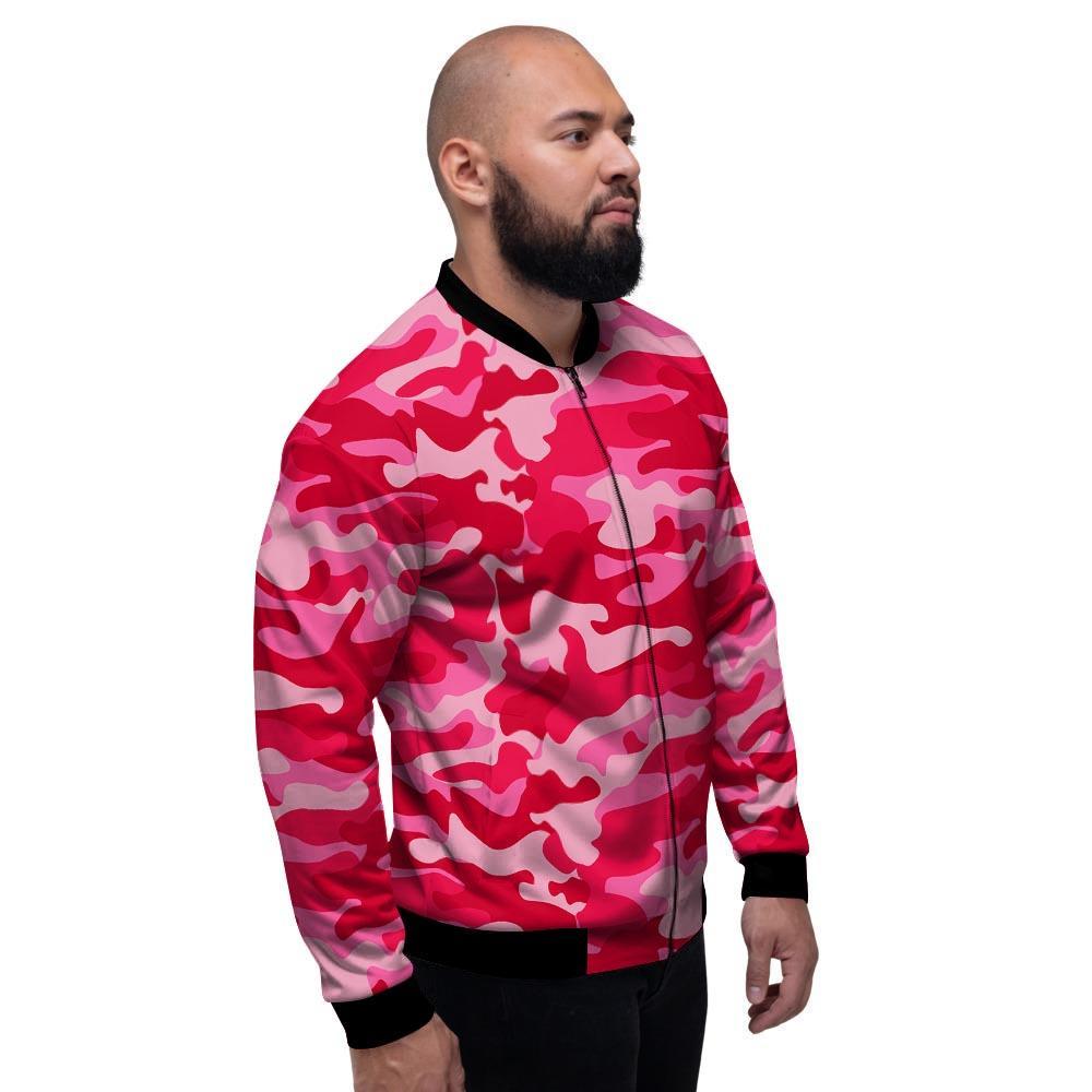 Pink Camo Print Men's Bomber Jacket-grizzshop