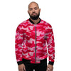 Pink Camo Print Men's Bomber Jacket-grizzshop