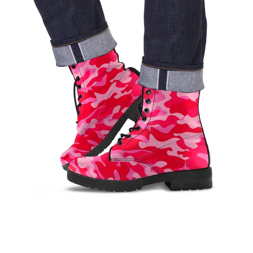 Pink Camo Print Men's Boots-grizzshop