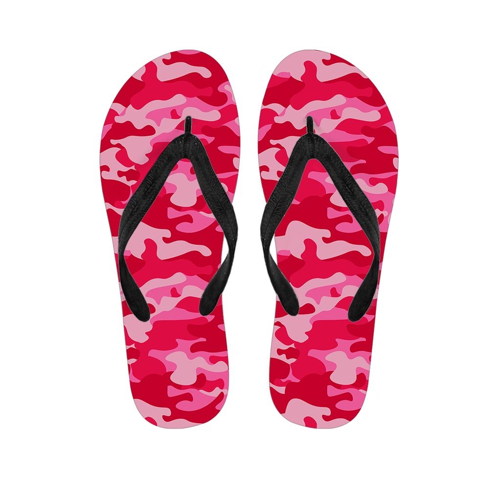 Pink Camo Print Men's Flip Flops-grizzshop