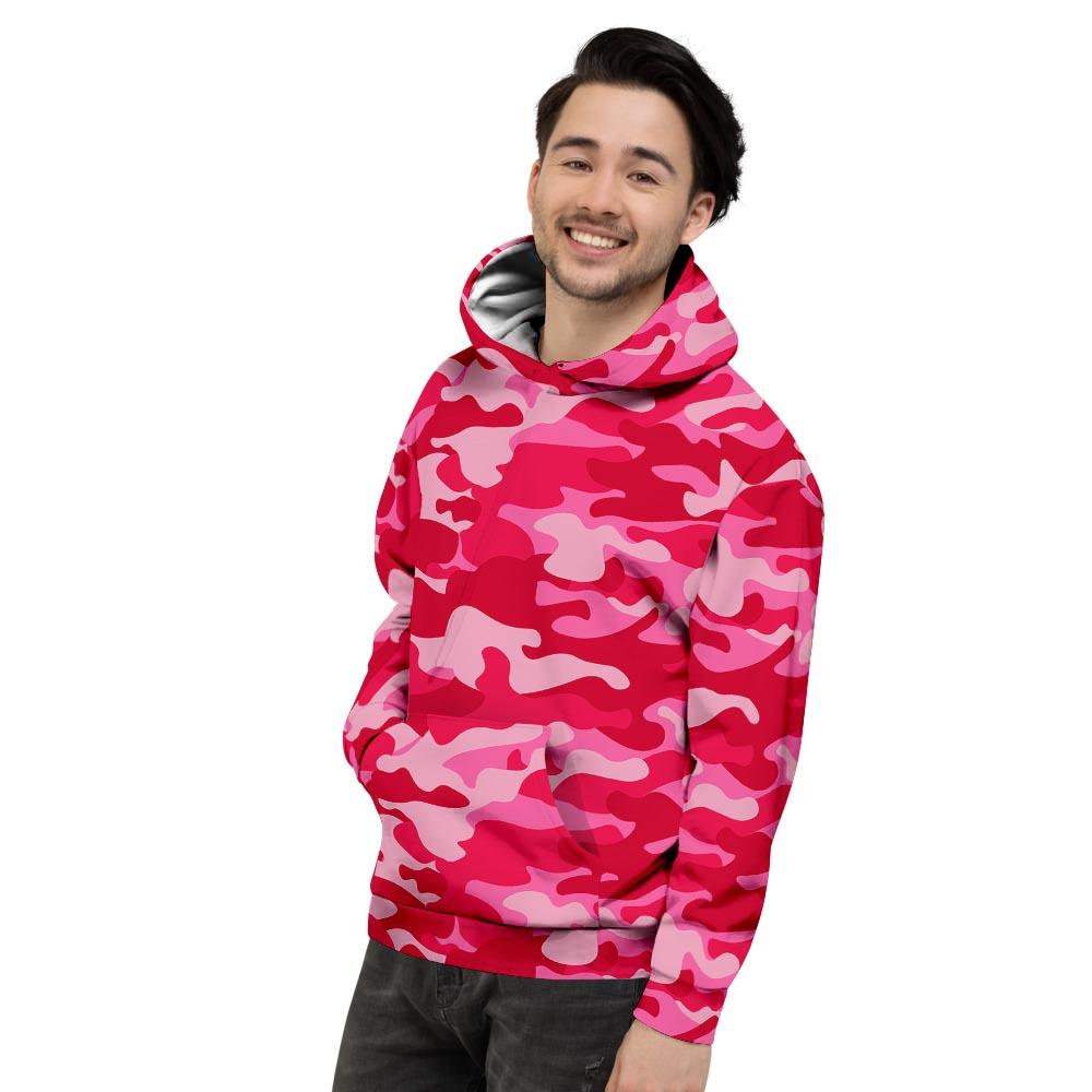 Pink Camo Print Men's Hoodie-grizzshop